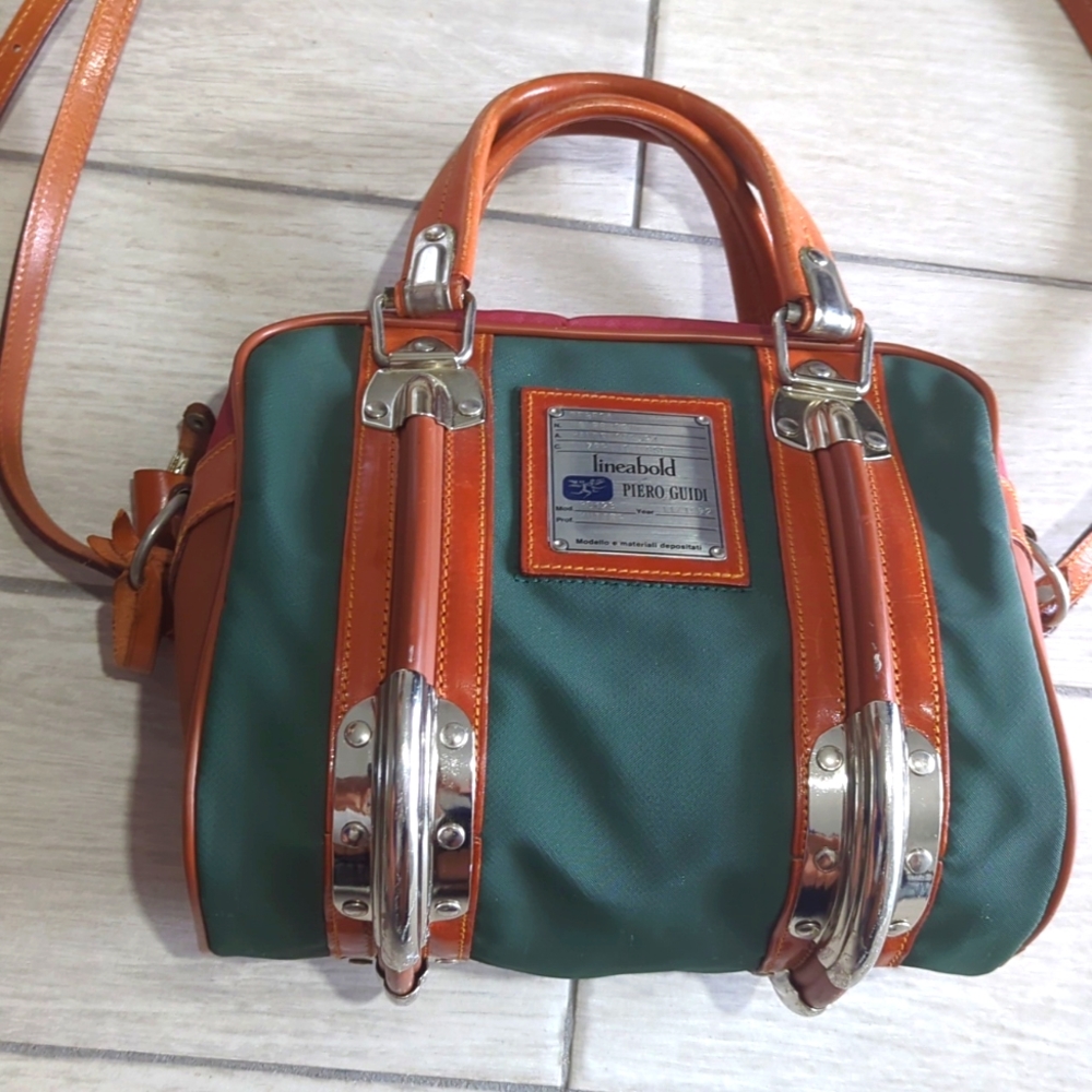 Backpack Piero Guidi Crossbody Bag - Lineabold Leather Green & Brown